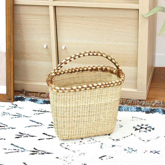 楽天市場】アチョリバスケット四角底 取手付 小/ワンハンドル 1本手