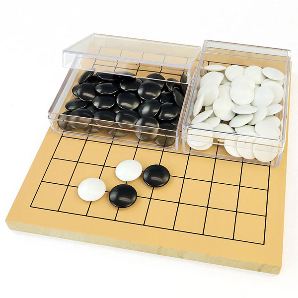 木製囲碁盤セット 白黒石付き 木製囲碁盤と白黒石セット 囲碁石セット