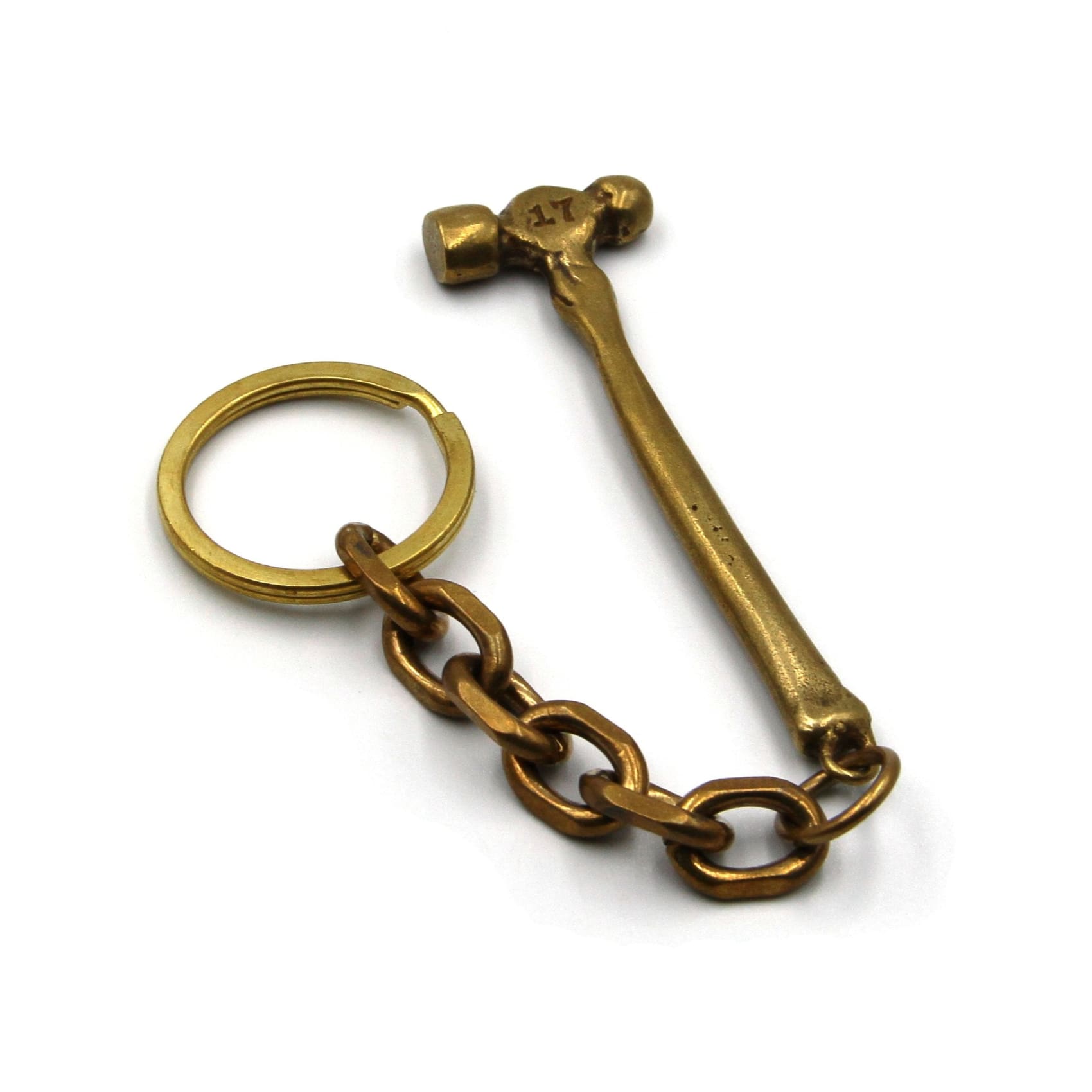 EDC Hammer Keychain Solid Brass Cool Key Holders Metal Hook