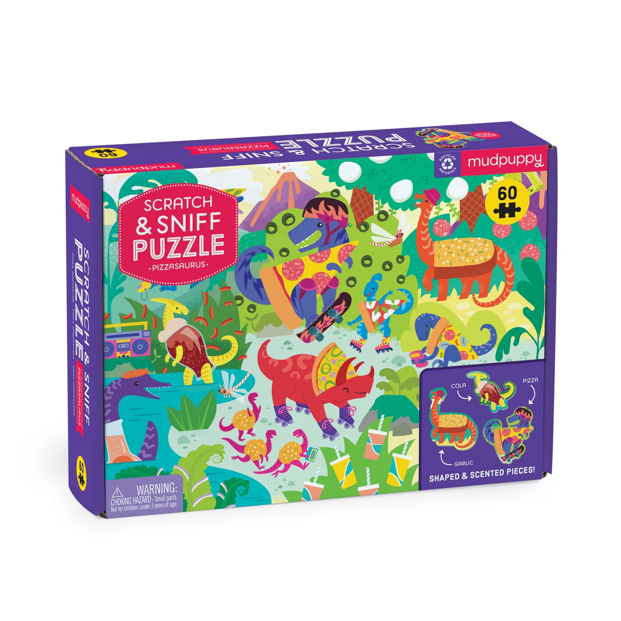 Pizzasaurus 60 Piece Scratch & Sniff Puzzle – Mudpuppy