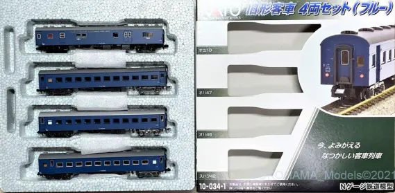 関スイ 旧型客車（ブルー）4両セットが入線です。KATO 10-034-1