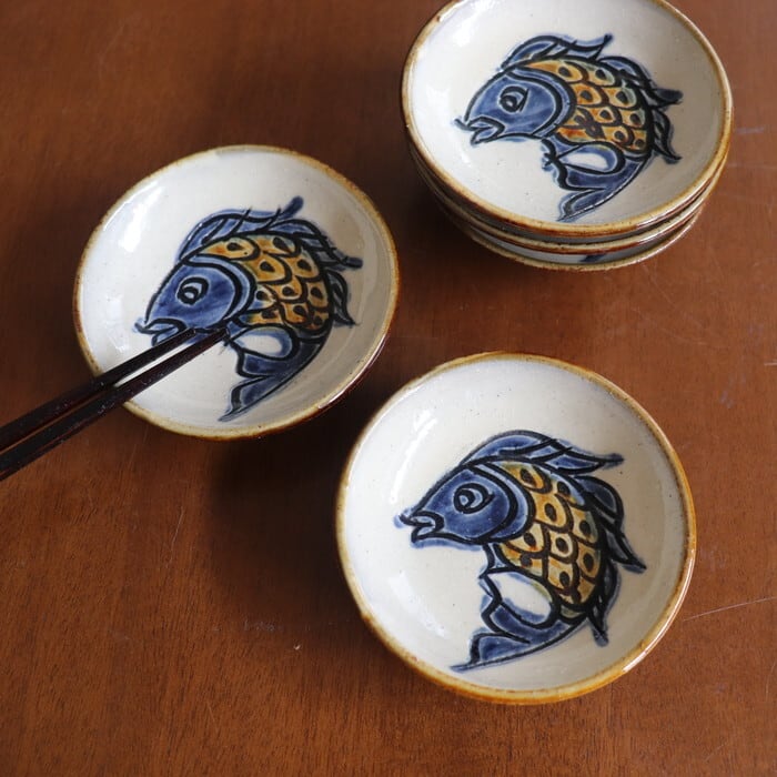 やちむん 陶眞窯 3寸皿 魚紋 Yachimun Dish 9cm #228 | 和食器のお店