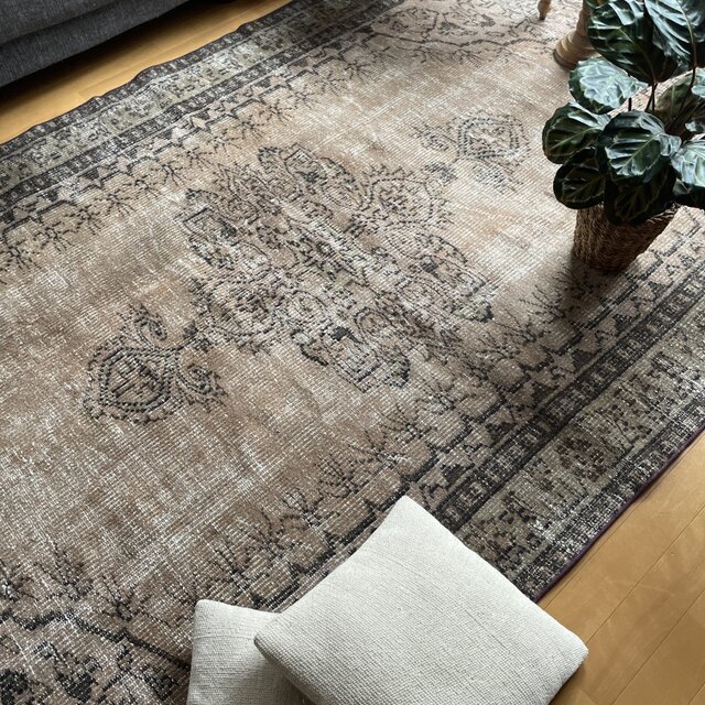 超大判 160.5×271 レア ブラウンオーバーダイ トルコヴィンテージラグ