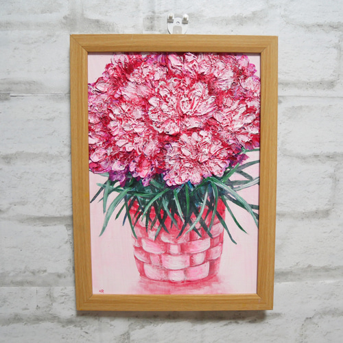 油絵 絵画【ピンクカーネーション】 絵画 HR 通販 15852762｜Creema