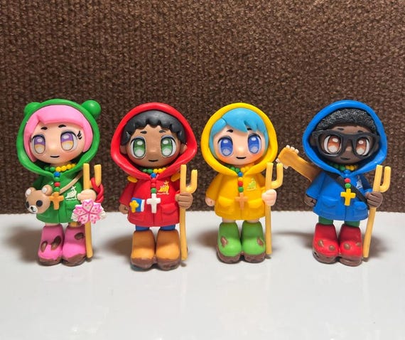 手作りのルーチェカトリックマスコットと仲間のFe、Xin、Sky粘土人形