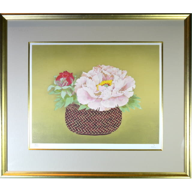 堀文子「牡丹」リトグラフ 直筆サイン入り｜絵画販売