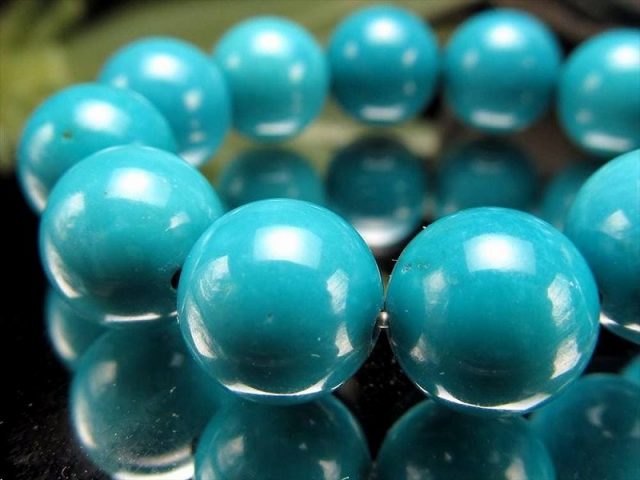 激安宣言 約12mm珠 ターコイズ トルコ石 一連 約37-39cm 天然染色 極上