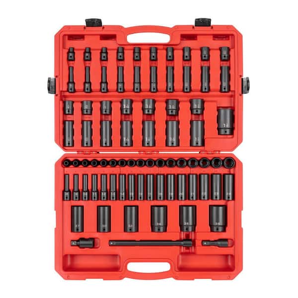 TEKTON 1/2 in. Drive Deep 12-Point Impact Socket Set, (17-Piece