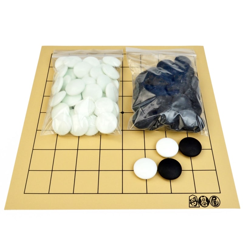 囲碁セット 将碁屋マット9路盤セット(ガラス碁石桜) | 塩ビ碁盤セット