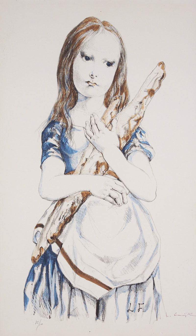藤田嗣治、「Deux Enfants」、希少画集の額装画、人気作品
