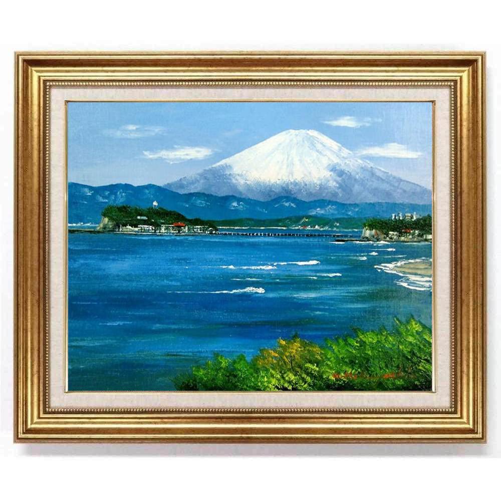 Amazon.co.jp: 小林幸三 湘南の富士 F10号 ゴールド 受注制作 油彩画