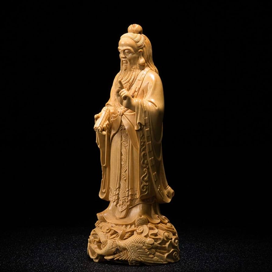 Amazon.co.jp: 彫刻18Cmlaozi歴史上の人々木像工芸品木像風水彫刻木家