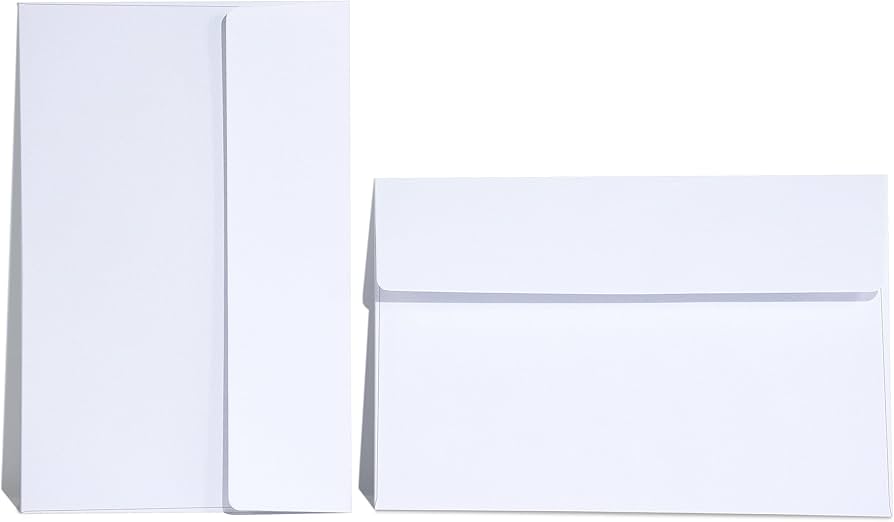 A9 Invitation Envelopes 50 Pack White 5 3/4 x 8 3/4 Inches Self