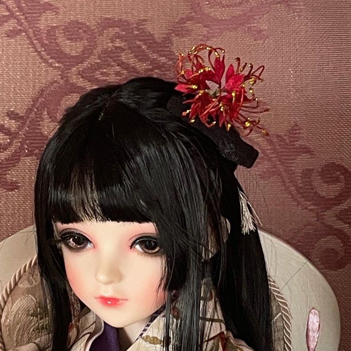つまみ細工彼岸花ニューバージョン　ドール用　髪飾り　かんざしオーダーページ オリジナルハンドメイド・手芸 - つまみ細工彼岸花ニューバージョン