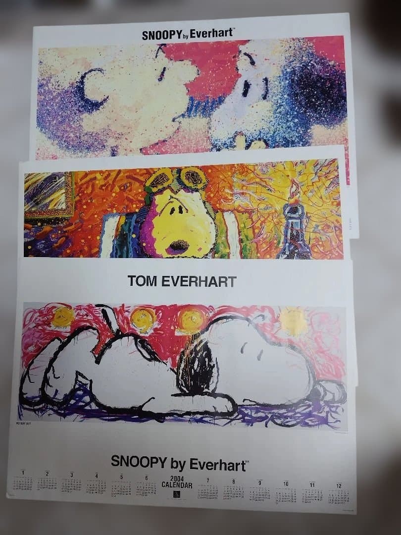 SNOOPY by Everhart ポスターカレンダー 3枚　額縁　非売品 SNOOPY（ポスター）のフリマアイテム一覧