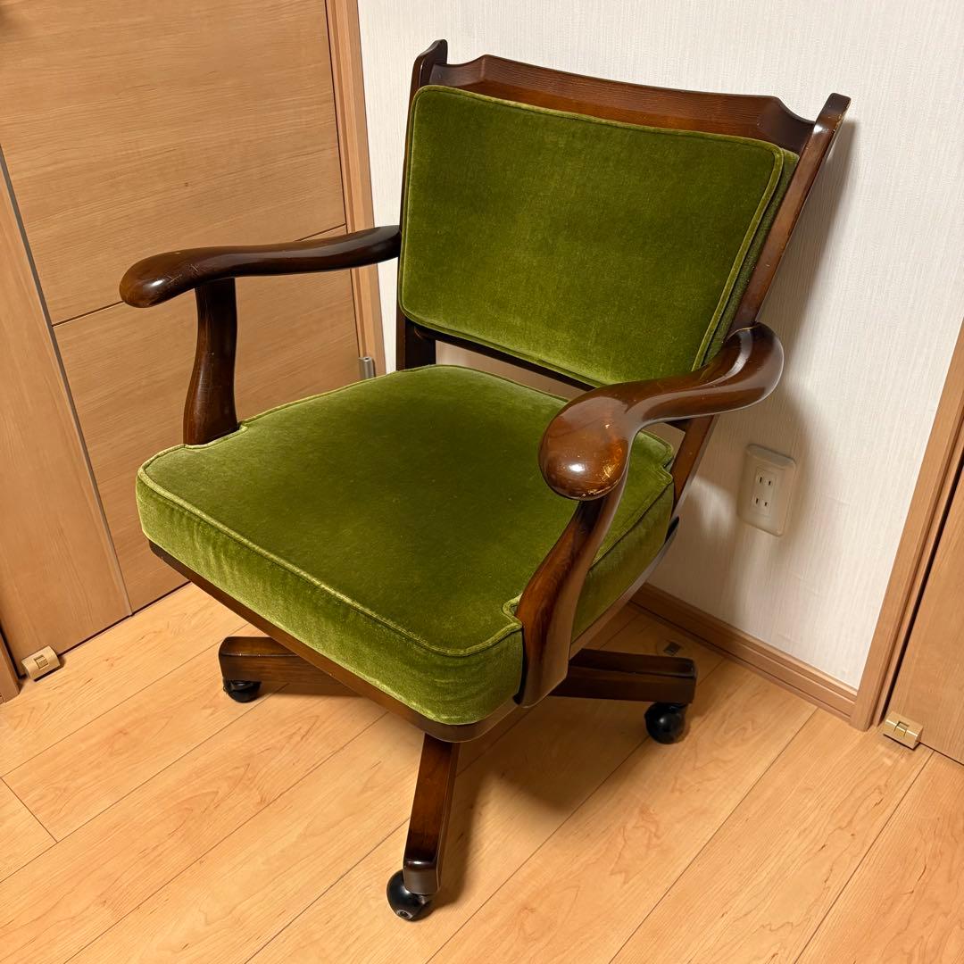 Karimoku カリモク コロニアル デスクチェア グリーン 回転椅子 karimoku / カリモク家具 コロニアルシリーズ デスクチェア