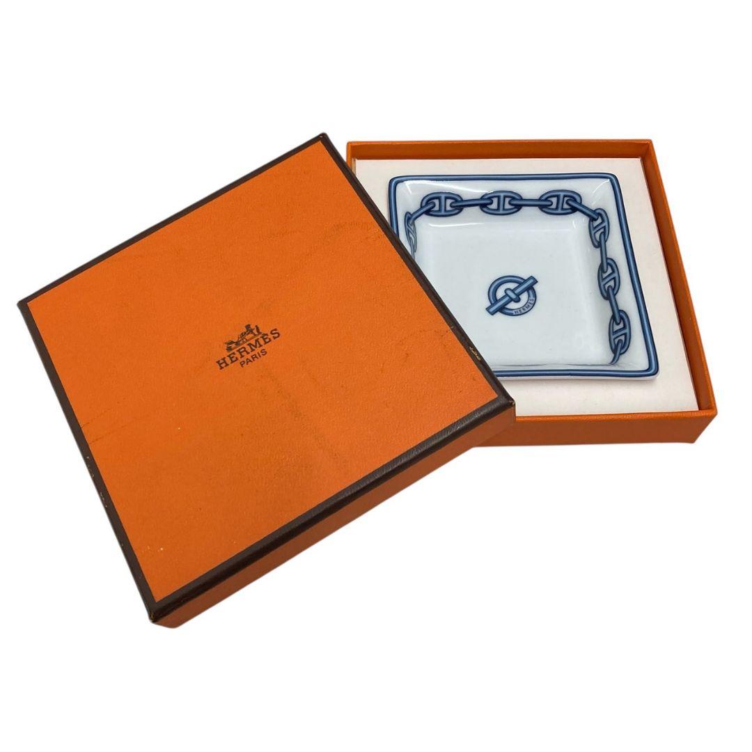め*︎様 O19819 HERMESエルメス小皿 シェーヌダンクル柄 HERMES エルメス シェーヌダンクル プレート 16×12cm 名入れ彫刻代込み