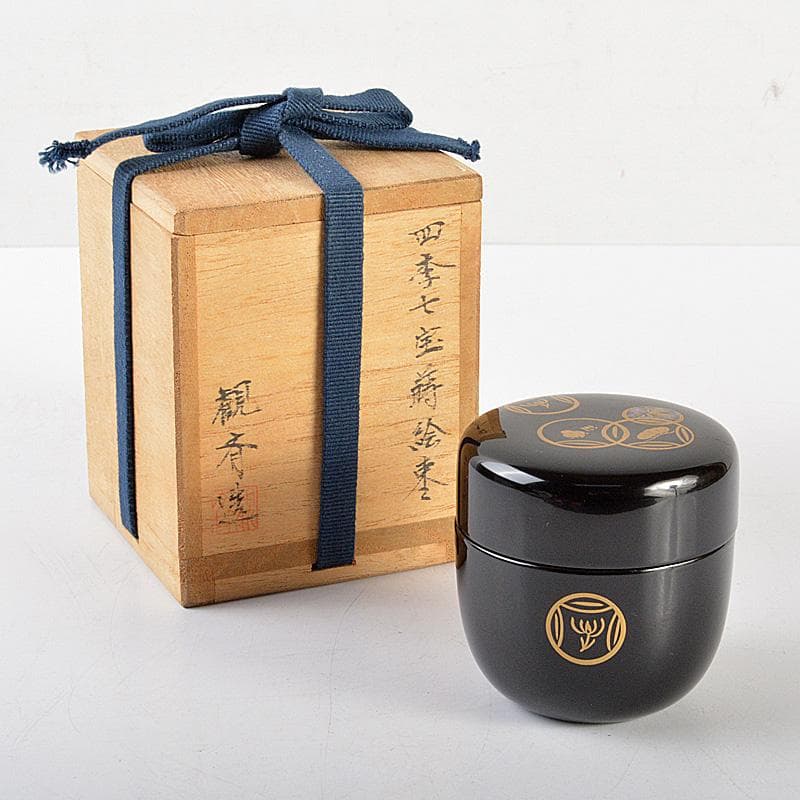 茶道具　観斉造　螺鈿装飾　四季七宝蒔絵　棗　共箱　V　6345 Amazon.co.jp: 茶道具 棗 銀杏蒔絵中棗 螺鈿 観斉造 共箱 共布付 品