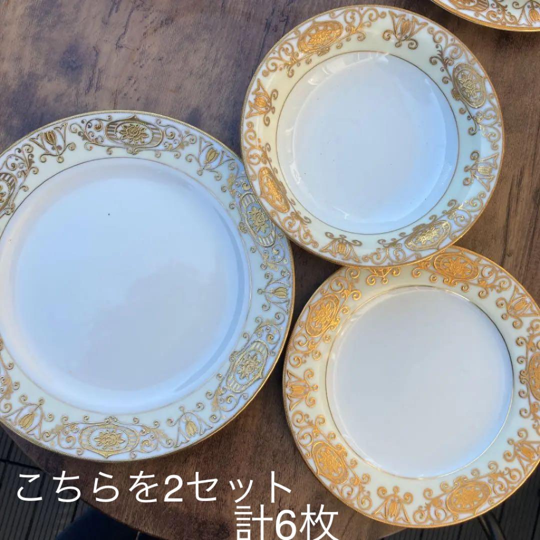 ■100年前に発表のオールドノリタケ　スープ、サラダ、ディナー皿2セット豪華6枚 □100年前オールドノリタケ廃盤レア♡ 175番スープ皿&サラダプレート
