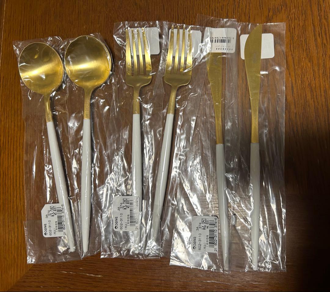 お値下【クチポール】Cutipolゴアホワイトxゴールド ディナーペアセット6点 Cutipol GOA Cutlery Set / クチポール ゴア ディナー6本セット
