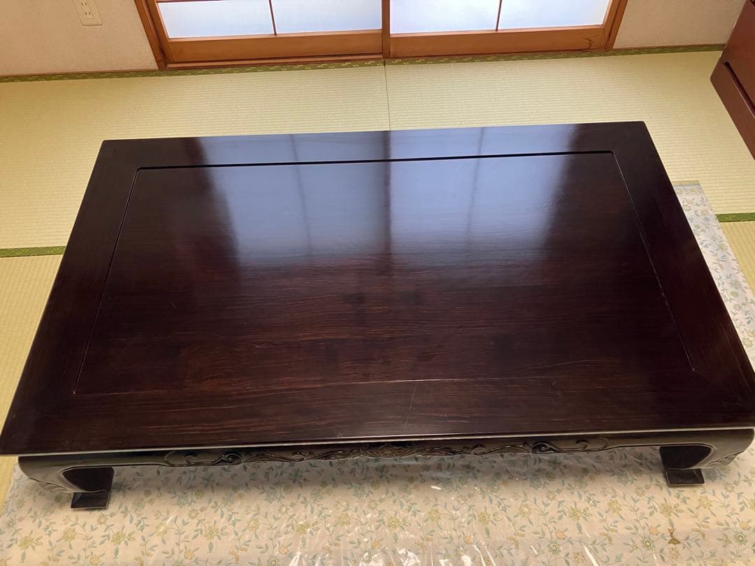高級黒檀座卓 座卓 ローテーブル 木製 吾妻 幅150cm（ 黒檀 突板仕上げ コクタン