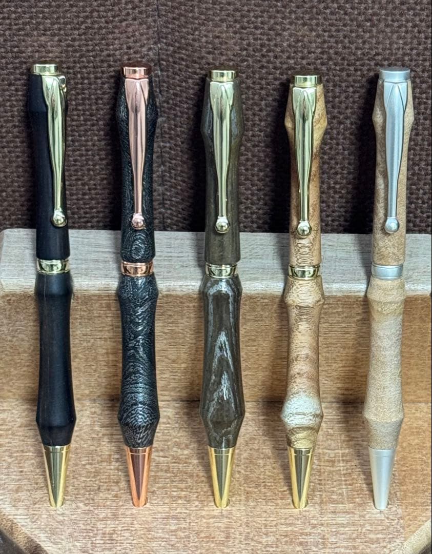 天然杢 高級ボールペン 5本セット 天然屋久杉【極上泡瘤】無垢ボールペン(0.7mm)1本〈 ペン 文具 工芸品