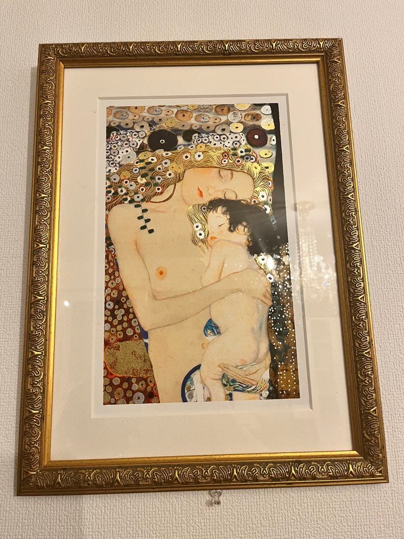 グスタフ・クリムト 母と子 金色フレーム 金箔押し加工・本金泥使用】グスタム・クリムト『接吻』彩美版