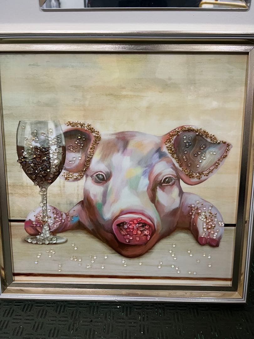 珍品!壁掛け装飾 豚の顔 絵画 Amazon.co.jp: 絵画 幸せな子豚 アートパネル ポスター かわいい面白い