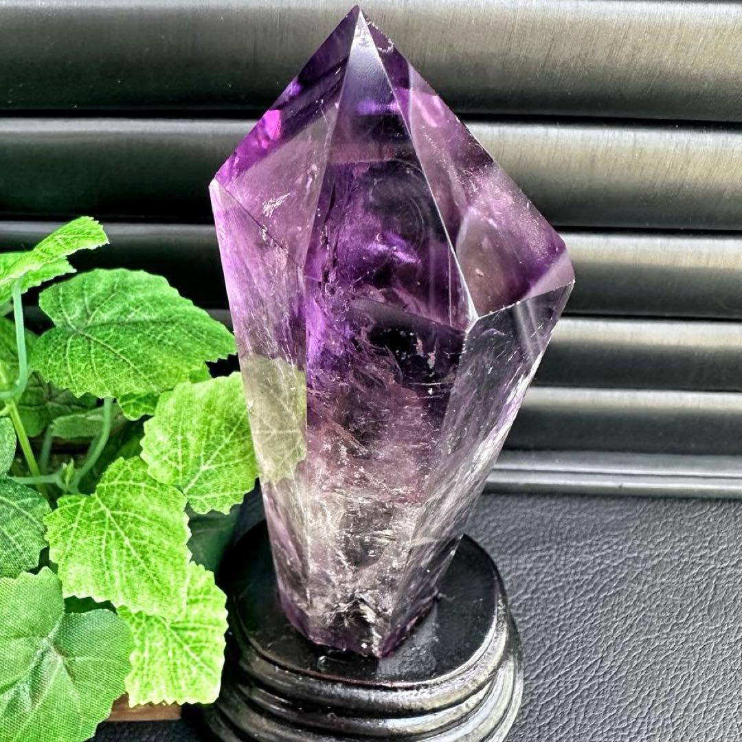 爆レア❗️ファントム☆レインボー☆アメジストナチュラルポイントワンド A1393 ナミビア産 ブランドバーグアメジスト ポイント（ファントム