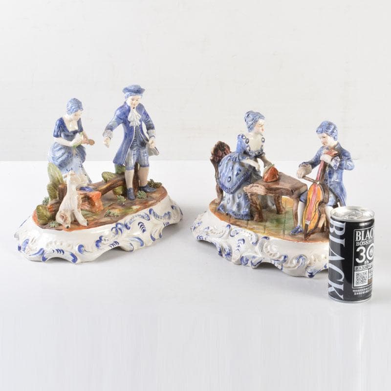 イタリア製　CAPODIMONTE　カポディモンテ　陶人形　2点　C　6520A GMIO22D○Capodimonte / カポディモンテ 陶芸品 幻の陶器 イタリア製
