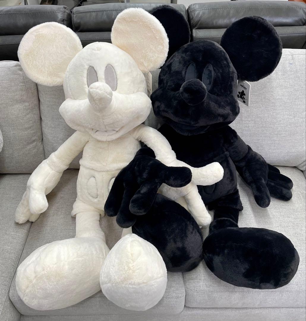 ミッキーマウス ぬいぐるみ ホワイト ブラック 大きめ 特大　2体セット ミッキーマウス おめかし・ふわふわくたっと 超超BIGぬいぐるみ 2体