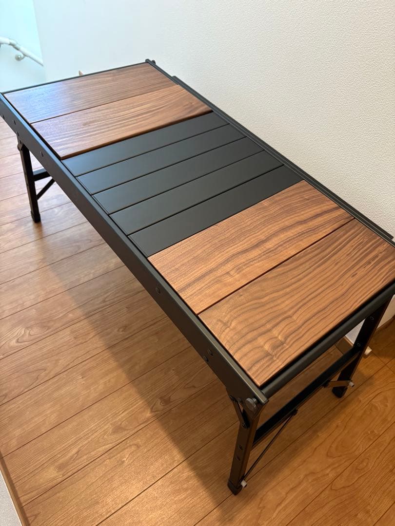 アウトドアテーブル 木材と金属 収納バッグ付き ウッドトップアウトドアテーブル ローテーブル 木製 コンパクト 軽量