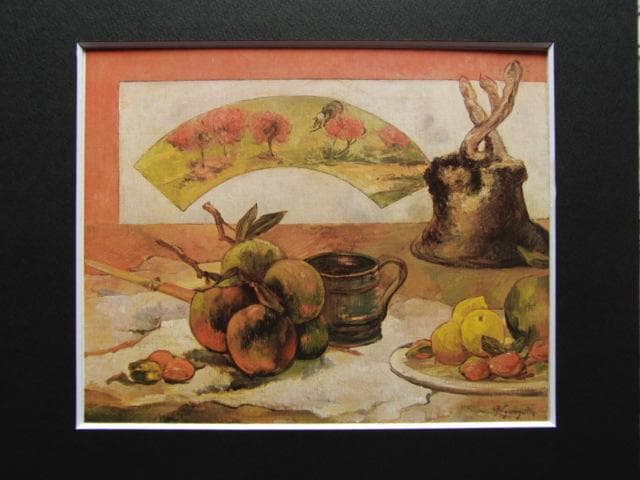 ゴーギャン、【扇のある静物】、希少な画集画、新品高級額 額装付